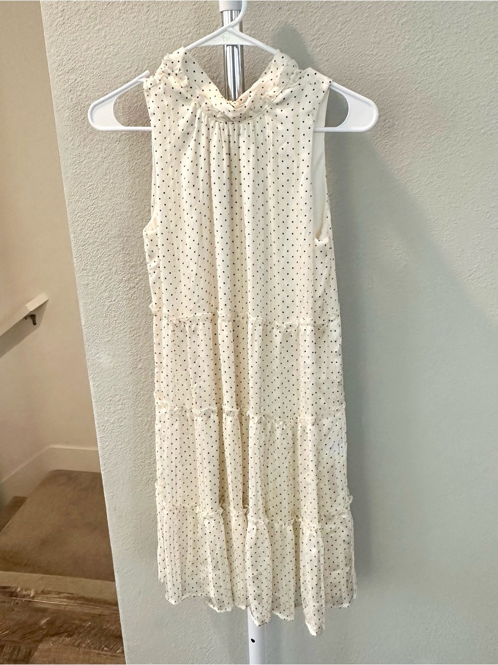 SARA MICHELLE Polka Dot Tiered Midi Dress Black & White, Size Small
